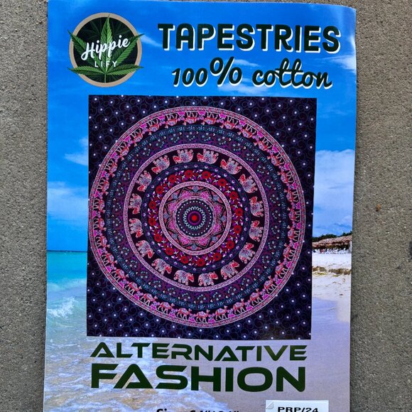 100% Cotton Elephant Mandala Tapestry – 64” x 84” - Picture 2 of 2